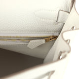 Pre-owned Hermes Kelly Retourne 28 Gris Pale Togo Gold Hardware