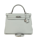 Hermes Kelly Retourne 32 Bleu Pale Clemence Palladium Hardware