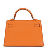 Pre-owned Hermes Kelly Sellier 20 Apricot Chevre Mysore Palladium Hardware