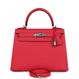 Hermes Kelly Sellier 28 Rose Extreme Epsom Palladium Hardware