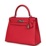 Hermes Kelly Sellier 28 Rose Extreme Epsom Palladium Hardware