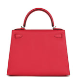 Hermes Kelly Sellier 28 Rose Extreme Epsom Palladium Hardware