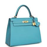 Hermes Kelly Sellier 25 Bleu Du Nord Madame Palladium Hardware