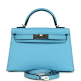 Hermes Kelly Sellier 20 Celeste Epsom Palladium Hardware