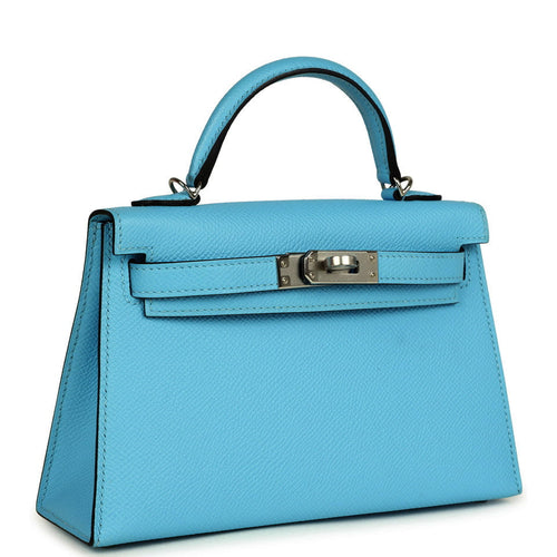Hermes Kelly Sellier 20 Celeste Epsom Palladium Hardware