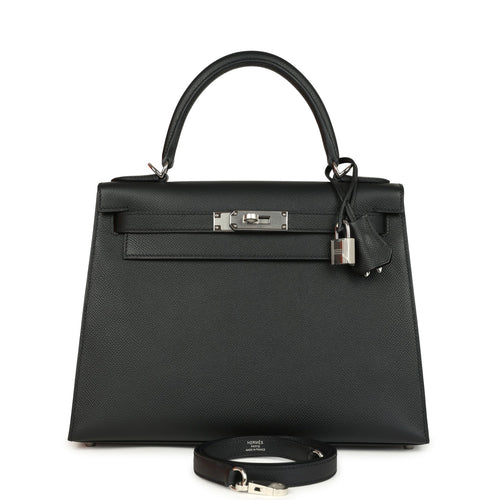 Hermes Kelly Sellier 28 Black Epsom Palladium Hardware
