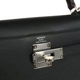 Hermes Kelly Sellier 28 Black Epsom Palladium Hardware