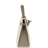 Hermes Special Order (HSS) Kelly Sellier 20 White and Gris Asphalt Epsom Permabrass Hardware