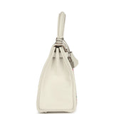 Hermes Kelly Retourne 25 "Tartan Light" Gris Pale, Vert Moyen and Bubblegum Swift Palladium Hardware