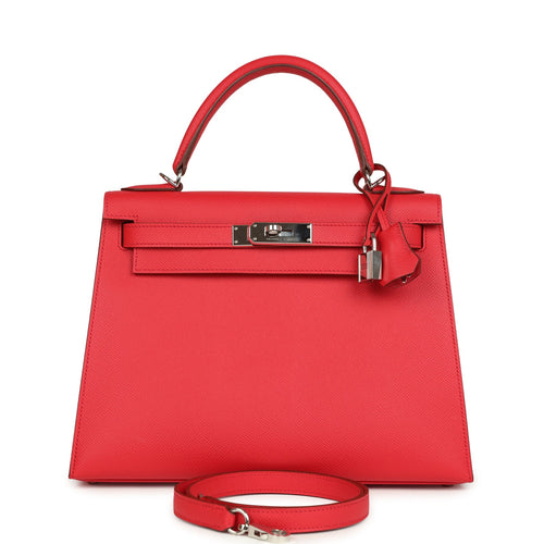 Pre-owned Hermes Kelly Sellier 28 Bougainvillea Epsom Palladium Hardware