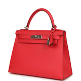 Pre-owned Hermes Kelly Sellier 28 Bougainvillea Epsom Palladium Hardware
