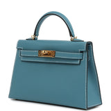 Hermes Kelly Sellier 20 Blue Jean Epsom Gold Hardware