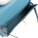 Hermes Kelly Sellier 20 Blue Jean Epsom Gold Hardware