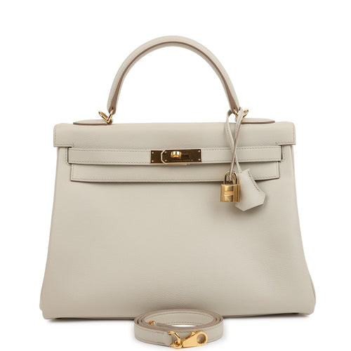 Pre-owned Hermes Kelly Retourne 32 Beton Evercolor Gold Hardware