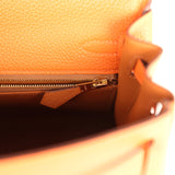 Hermes Special Order (HSS) Kelly Retourne 25 Orange Verso Togo Gold Hardware