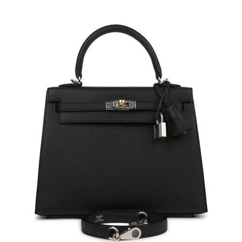Hermes Kelly Sellier 25 Black Epsom Electrum Hardware