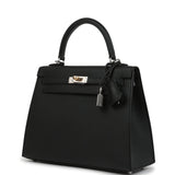Hermes Kelly Sellier 25 Black Epsom Electrum Hardware