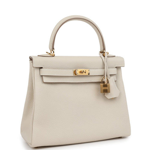 Hermes Kelly Retourne 25 Craie Togo Gold Hardware