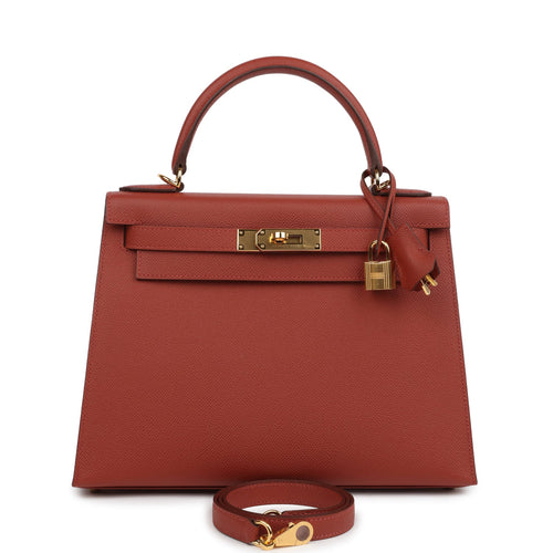 Hermes Kelly Sellier 28 Rouge Venitien Epsom Gold Hardware