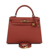 Hermes Kelly Sellier 28 Rouge Venitien Epsom Gold Hardware