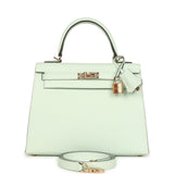 Hermes Kelly Sellier 25 Vert Peppermint Epsom Permabrass Hardware