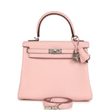 Hermes Kelly Retourne 25 Rose Sakura Swift Palladium Hardware