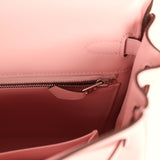 Hermes Kelly Retourne 25 Rose Sakura Swift Palladium Hardware