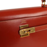 Vintage Hermes Kelly Sellier 32 Brique Box Gold Hardware