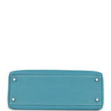 Vintage Hermes Kelly Retourne 32 Blue Jean Togo Palladium Hardware