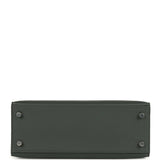 Hermes Kelly Sellier 25 Tri-Color Black, Vert Amande and Vert Mangrove Epsom Palladium Hardware
