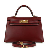 Hermes Kelly Sellier 20 Rouge H Box Gold Hardware