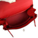 Pre-owned Hermes Kelly Retourne 25 Rouge Casaque Togo Palladium Hardware