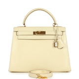 Vintage Hermes Kelly Sellier 28 Parchemin Box Gold Hardware