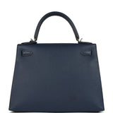 Hermes Kelly Sellier 28 Bleu Navy Epsom Palladium Hardware