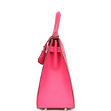 Pre-owned Hermes Candy Kelly Sellier 32 Rose Tyrien Epsom Palladium Hardware