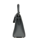 Hermes Kelly Sellier 25 Casaque Etoilee Ardoise Epsom, Black Tadelakt and Vert Peppermint Chevre Mysore Palladium Hardware