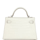 Hermes Kelly Sellier 20 Creme Chantilly Matte Alligator Palladium Hardware