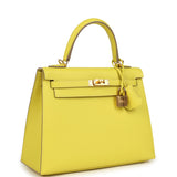 Hermes Kelly Sellier 25 Lime Epsom Gold Hardware
