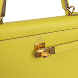 Hermes Kelly Sellier 25 Lime Epsom Gold Hardware