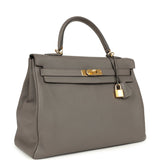 Pre-owned Hermes Kelly Retourne 35 Etain Togo Gold Hardware