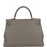 Pre-owned Hermes Kelly Retourne 35 Etain Togo Gold Hardware