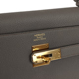 Pre-owned Hermes Kelly Retourne 35 Etain Togo Gold Hardware