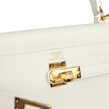 Hermes Kelly Retourne 25 New White Swift Gold Hardware
