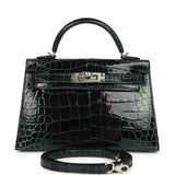 Pre-owned Hermes Special Order (HSS) Kelly Sellier 20 Vert Rousseau Verso Shiny Alligator Mississippiensis Palladium Hardware