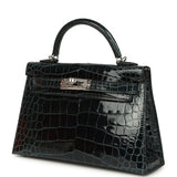 Pre-owned Hermes Special Order (HSS) Kelly Sellier 20 Vert Rousseau Verso Shiny Alligator Mississippiensis Palladium Hardware