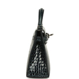 Pre-owned Hermes Special Order (HSS) Kelly Sellier 20 Vert Rousseau Verso Shiny Alligator Mississippiensis Palladium Hardware