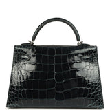 Pre-owned Hermes Special Order (HSS) Kelly Sellier 20 Vert Rousseau Verso Shiny Alligator Mississippiensis Palladium Hardware