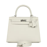 Hermes Kelly Sellier 25 New White Epsom Palladium Hardware