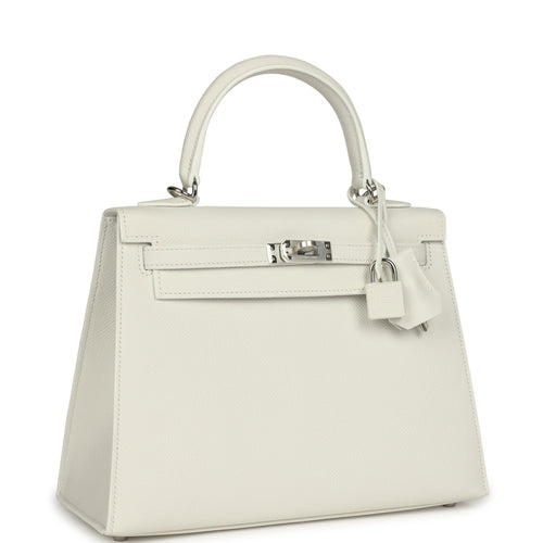 Hermes Kelly Sellier 25 New White Epsom Palladium Hardware