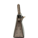 Hermes Special Order (HSS) Kelly Sellier 20 Bleu Glacier and Gris Tourterelle Ostrich Permabrass Hardware